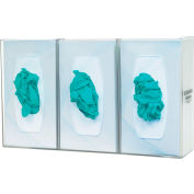 Bowman® Triple Glove Box Dispenser, Divided, 17.08"W x 10.11"H x 4.22"D, Semi-Transparent