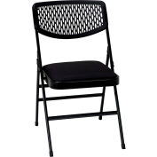 Bridgeport™ Ultra Comfort Commercial Fabric and Resin Mesh Folding Chair - Black, Pack of 4