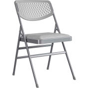 Bridgeport™ Ultra Comfort Commercial Fabric and Resin Mesh Folding Chair - Gray, Pack of 4