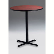Safco® 30" Round Bar Height Table - Regal Mahogany with Black Base - Bistro Series
