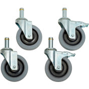 ESD Caster Set (4) Swivel (2) Brake Casters, 5" ESD Polyurethane, Set of (4), 1200 lb Capacity