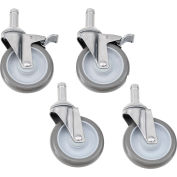 Nexel® Stainless Steel Stem Casters - Set of (4) 5" Polyurethane, (2) with Brakes 1200 Lb. Cap.