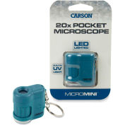 UV et Carson® MicroMini x 20 LED allumée Microscope de poche - bleu, qté par paquet : 3