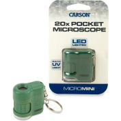 Carson® MicroMini 20x LED and UV Lighted Pocket Microscope - Green - Pkg Qty 3