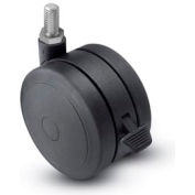 Shepherd® Threaded Stem Soft Tread Caster with Brake - 50mm Dia. 5/16-18 x 1 Stem Black