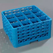 Carlisle RG16-414 - Opticlean™ 16 Compartment Glass Rack W/ 4 Extenders, Blue - Pkg Qty 2
