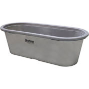 Hastings Poly Stock Tank HP20204 Round-End 97 Gallon 53"L x 33"W x 24-1/2"H with Drain Plug - Gray
