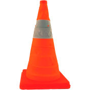 Cortina 18" cône de signalisation pliable sans pieds, Orange, Base en plastique, 4/Pack, 501-03-06