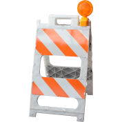 Cortina Plastx™ Type I Pliable Barricade Plate, Bâche de qualité HIP, Panneau de 24 po L x 8 po L, Orange/Blanc