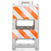 Cortina Plastx Type II Barricade pliable à plat avec indicateur de direction, panneau de 24 po L x 12 po l, orange/blanc