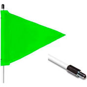 Fileté heavy Duty Standard de 3' hexagonale Base AVERTISSEMENT fouet sans lumière, 12 "x 9 » Triangle vert drapeau