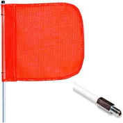 5' Heavy Duty Standard Threaded Hex Base Warning Whip w/o Light, 12"x11" Orange Rectangle Flag