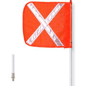Fouet d’avertissement à déconnexion rapide Checkers® de 6 pi sans lumière, 12 po x 12 po, orange avec drapeau blanc x carré
