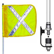 6' Heavy Duty Quick Disconnect Warning Whip w/o Light, 16"x16" Yellow w/ X Rectangle Flag