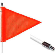 8' Heavy Duty Standard Threaded Hex Base Warning Whip w/o Light, 12"x9" Orange Triangle Flag