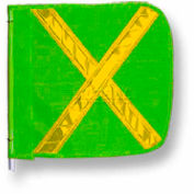 Heavy Duty drapeau, 16 "x 16 » Green w / X jaune
