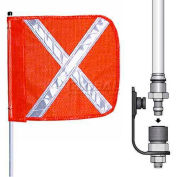 8' Heavy Duty Quick Disconnect Warning Whip w/o Light, 16"x16" Orange w/ X Rectangle Flag