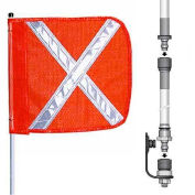 8' Heavy Duty Split Pole Warning Whip w/o Light, 12"x11" Orange w/ X Rectangle Flag
