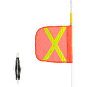 Checkers® 8' Heavy Duty Warning Whip w/ LED Light, 12" x 12", Orange w/ Yellow X Square Flag