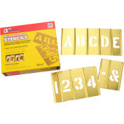2-1/2" Brass Interlocking Stencil Letters and Numbers, 45 Piece Set