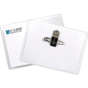C-Line® Clip Pin Badge Holder, chargement par le dessus, 4 "x 3", clair, 50/boîte
