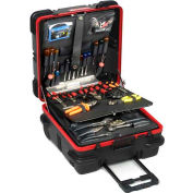 CH Ellis Chicago Case RMMST19CART, Military-Square Wheeled Tool Case, 20"L x 20"W x 12"H, Black/Red