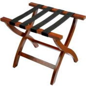 Premier Curved Wood Flat Top Luggage Rack, Walnut, Black Straps, 1 Pack
