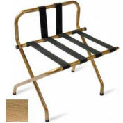 Luxury High Back Antique Inca Gold Luggage Rack w/ Back Strap, Black Straps 1 Pk