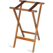 Flat Wood Tray Stand, 18-1/2" x 17" Top x 30" High, 2-1/4" Brown Straps, HardWood Frame (4 Per Case)