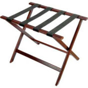 Economy Flat Top Wood Luggage Rack, Cherry Mahogany, Black Straps 6 Pack - Pkg Qty 6
