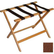Economy Flat Top Wood Luggage Rack, Light Oak, Brown Straps 6 Pack - Pkg Qty 6