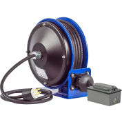 Coxreels PC13-5016-F Power Cord Spring Rewind Reel, Duplex GFCI Industrial Outlets, 50' Cord, 16 AWG