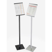 Cal-Mil 1153-46-13 Tall Metal Magnetic Sign Display for 8" x 11" Sign 8-1/2"W x 11"D x 46"H Black
