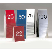 Cal-Mil 271-1 - Engraved Number Tent, Red with White Letters, Specify #1-100, 3-1/2" x 5"