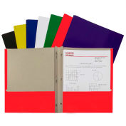 C-Line Products Recycled Two-Pocket Paper Portfolios with Prongs, Assorted Color - 100/Set