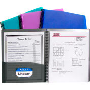 C-Line Products 8-Pocket Spiral-Bound Poly Portfolio, Assorted Color, 12 Presse-papiers/Set