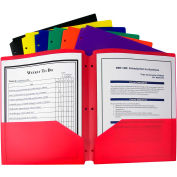 C-Line Products Two-Pocket Heavyweight Poly Portfolio Folder - 3 Hole Punch, Assorted Colors, 36/Set