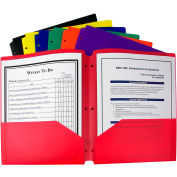 C-Line Products Two-Pocket Heavyweight Poly Portfolio Dossier - 3 Hole Punch, Couleurs assorties, 36/Set
