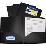 C-Line Products Two-Pocket Heavyweight Poly Portfolio Folder, Black, 25 Folders/Set