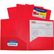 C-Line Products Two-Pocket Heavyweight Poly Portfolio Folder, Red, 25 Folders/Set