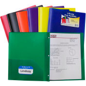 C-Line Products Two-Pocket Heavyweight Poly Portfolio Folder with Prongs, Primary Colors - 36/Set