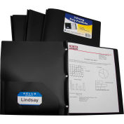 C-Line Products Two-Pocket Heavyweight Poly Portfolio Folder with Prongs, Black, 25 Folders/Set