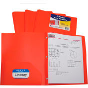 C-Line Products Two-Pocket Heavyweight Poly Portfolio Folder with Prongs, Orange, 25 Folders/Set