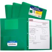 C-Line Products Two-Pocket Heavyweight Poly Portfolio Folder with Prongs, Green, 25 Folders/Set