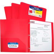 C-Line Products Two-Pocket Heavyweight Poly Portfolio Folder with Prongs, Red, 25 Folders/Set