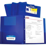 C-Line Products Two-Pocket Heavyweight Poly Portfolio Folder with Prongs, Blue, 25 Folders/Set