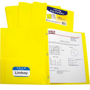 C-Line Products Two-Pocket Heavyweight Poly Portfolio Folder with Prongs, Yellow, 25 Folders/Set