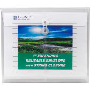 C-Line Products Reusable Side Load Envelopes with String Closure, 11"W x 8-1/2"H, Clear, 25/Pack