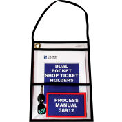 C-Line Products Two-Pocket Shop Ticket Holder w / Hanging Strap, cousu, transparent, 9 x 12, 15 / BX