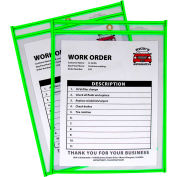 C-Line Products Neon Shop Ticket Holder, Green, Stitched, Both Sides Clear, 9 x 12, 15EA/BX